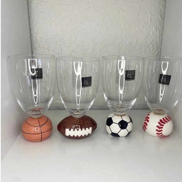 Circleware 14oz Cooler Sport Glasses Ceramic Baseball Basketball Soccer Football - Picture 1 of 8